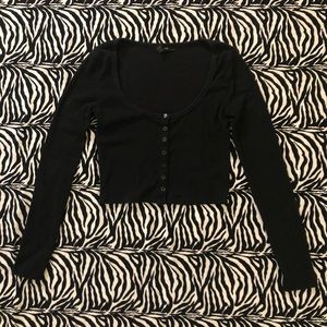 [Brandy dupe] cropped long sleeve button up top